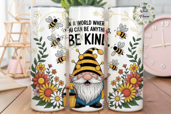 Bee Gnome Floral 20oz Tumbler Wrap