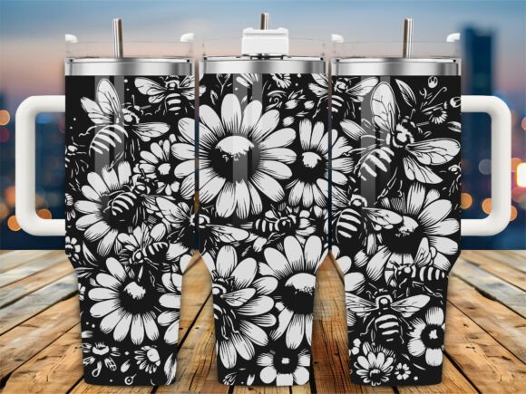 Bee Honeycomb Floral 40oz Tumbler