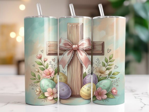 Christian Easter Cross Floral Tumbler