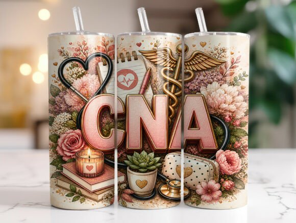 CNA Nurse Floral 20oz Tumbler Wrap