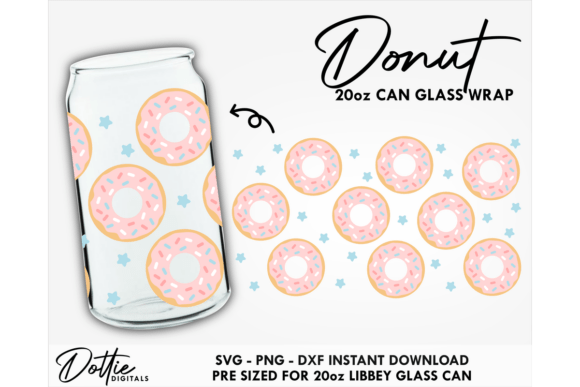 Donuts 20oz Glass Can Wrap SVG