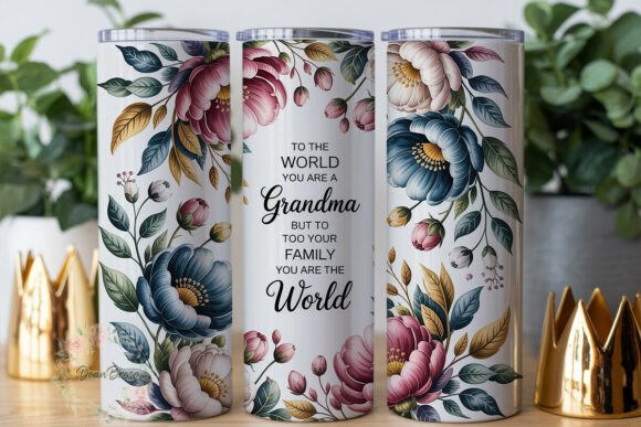 Elegant Floral Grandma 20oz Tumbler Wrap