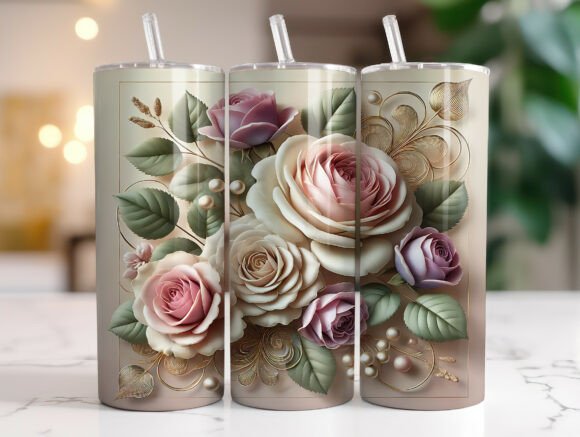 Elegant Vintage Rose 20oz Tumbler Wrap