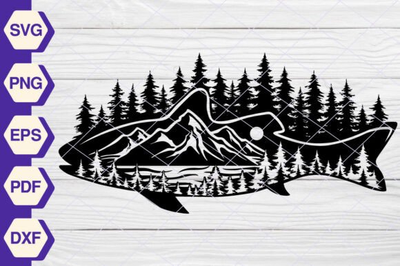 Fish and Trees SVG, Trout SVG EP410