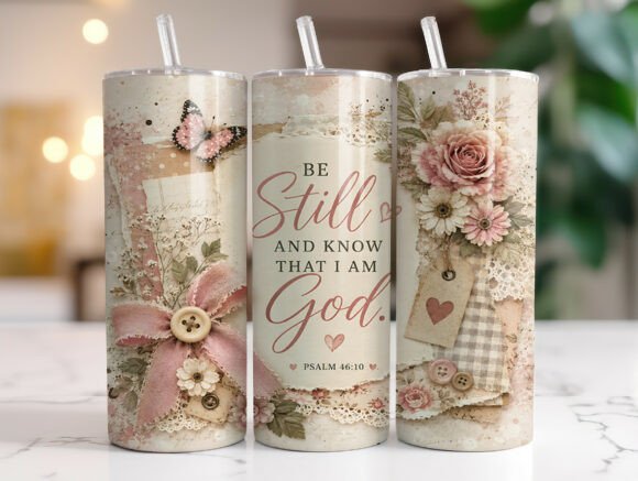 Floral Bible Verse 20oz Tumbler Wrap PNG