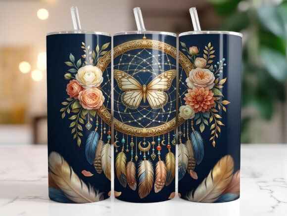 Floral Butterfly Dreamcatcher Tumbler
