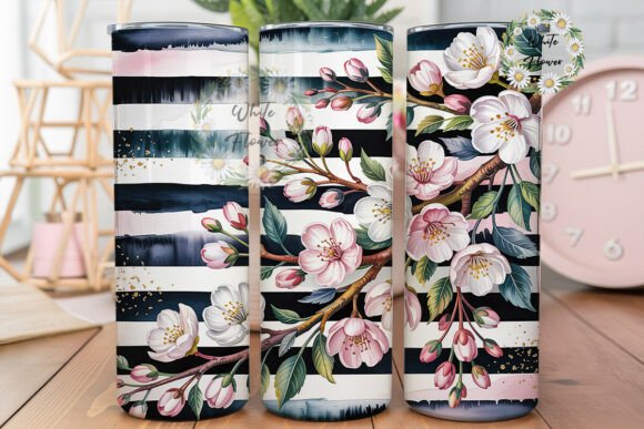 Floral Stripe Spring 20oz Tumbler Wrap