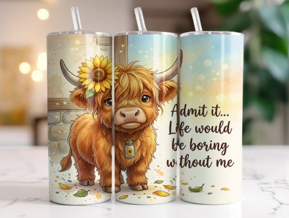 Funny Highland Cow Quote Tumbler Wrap