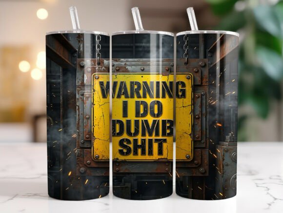 Funny Rusty Warning Tumbler Wrap PNG