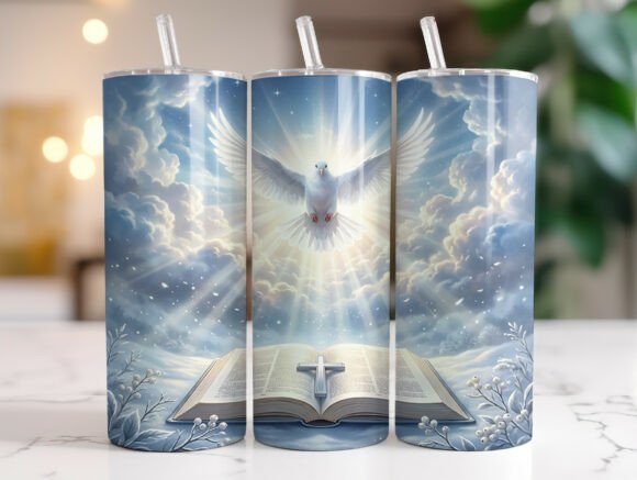 Holy Spirit Dove Bible 20oz Tumbler Wrap