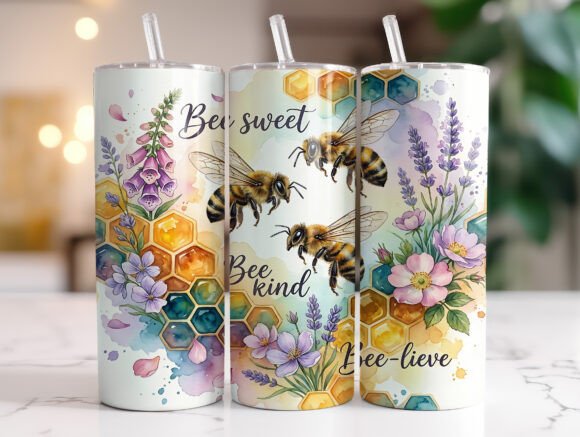 Inspirational Bee Floral Tumbler Wrap