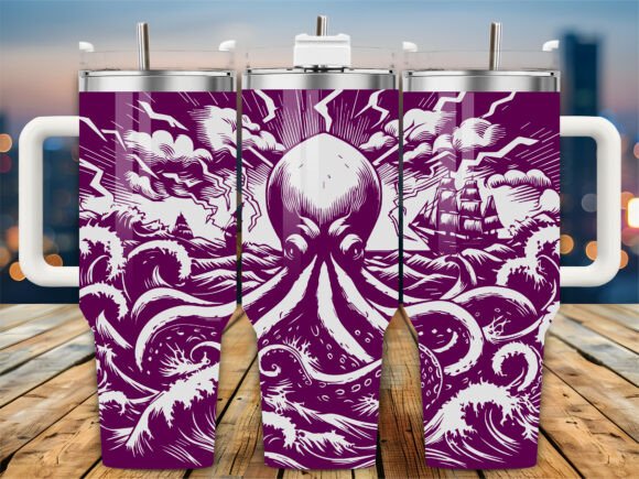 Kraken Ship Storm 40oz Tumbler