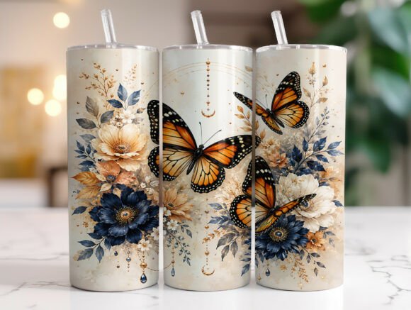 Monarch Butterfly Floral 20oz Tumbler