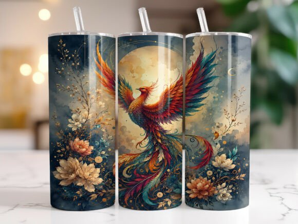 Mystical Phoenix Floral 20oz Tumbler PNG