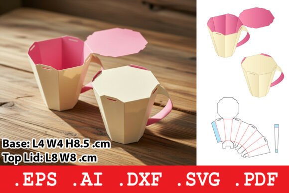 Octagonal Cup Gift Box with Handle