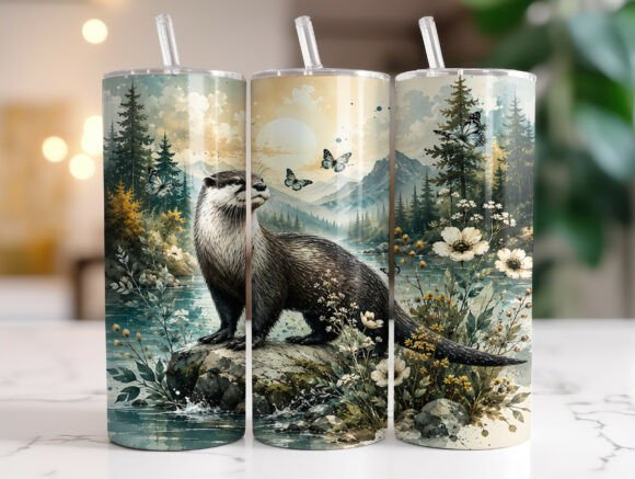 Otter Wildlife 20oz Tumbler Wrap Design