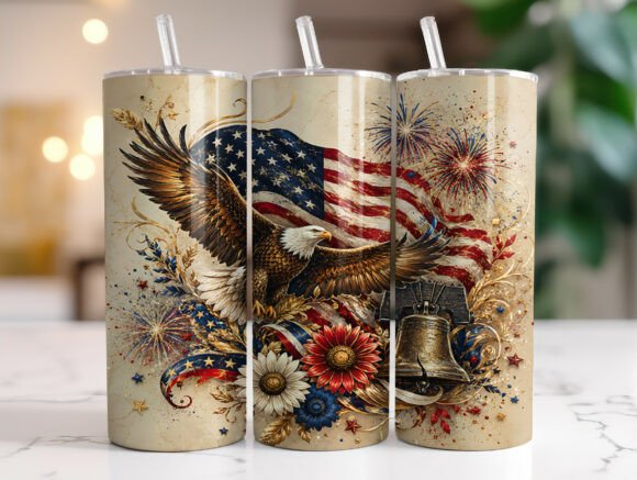 Patriotic Eagle 4th of July Tumbler Wrap