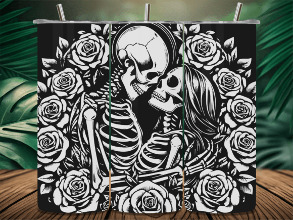 Roses Floral Skeleton Tumbler