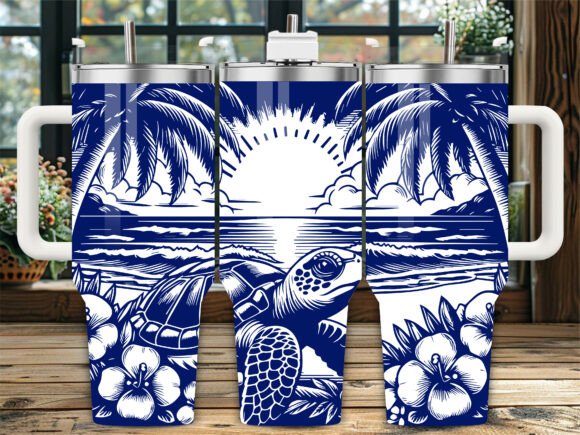 Sea Turtle Beach 40oz Laser Tumbler Wrap