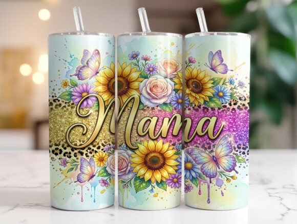Sunflower Floral Mama 20 Oz Tumbler Wrap