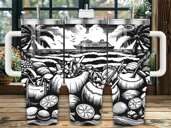 Tropical Cruise Beach 40oz Laser Tumbler