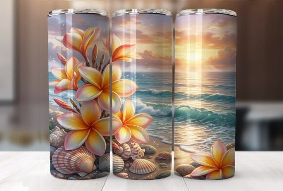 Tropical Plumeria Sunset Tumbler Wrap