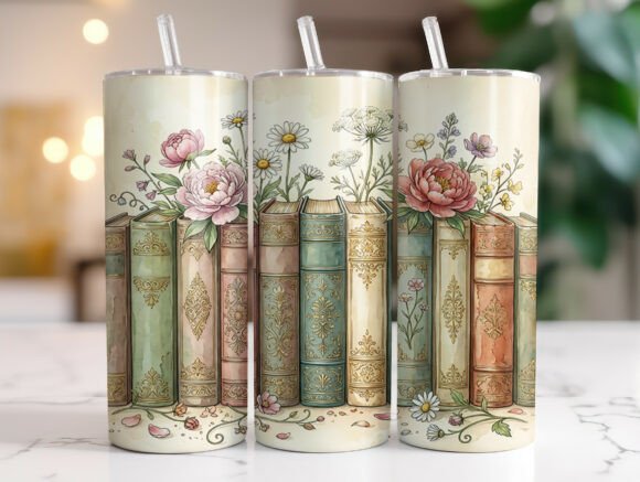 Vintage Floral Books Botanical Tumbler